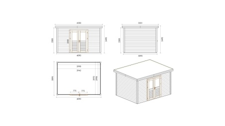 Casetta da giardino in legno Freya 4.09x3.09 m - 12.64 m2 - 28 mm - impregnata