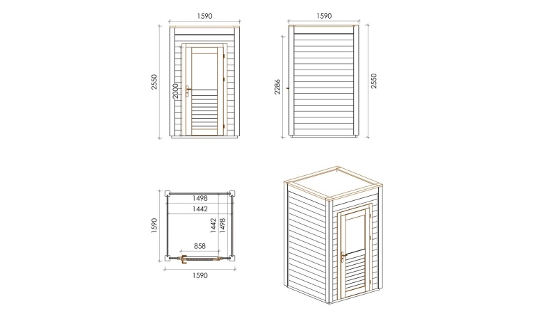 Casetta da giardino in legno Veya 1.59x1.59 m - 2.53 m2 - 28 mm - impregnata