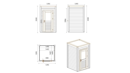 Casetta da giardino in legno Veya 1.59x1.59 m - 2.53 m2 - 28 mm - impregnata