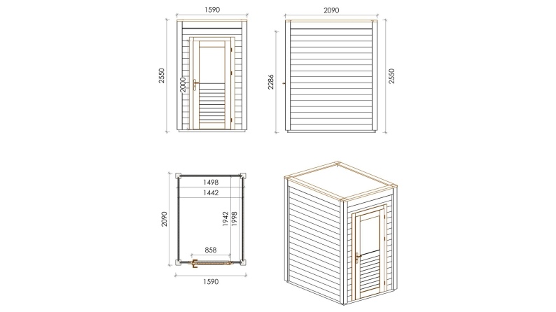 Casetta da giardino in legno Veya 1.59x2.09 m - 3.32 m2 - 28 mm - impregnata
