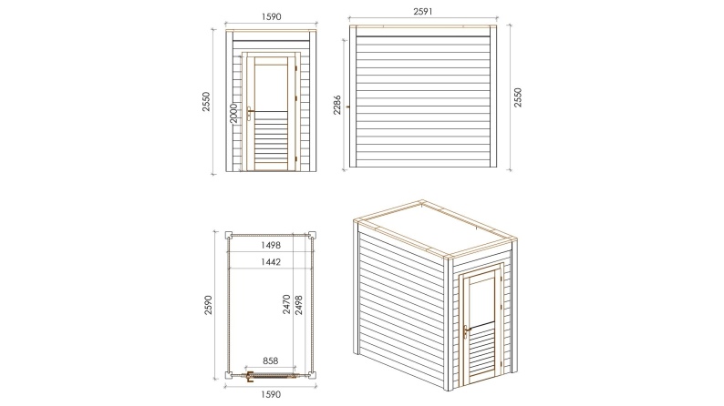 Casetta da giardino in legno Veya 1.59x2.59 m - 4.12 m2 - 28 mm - impregnata