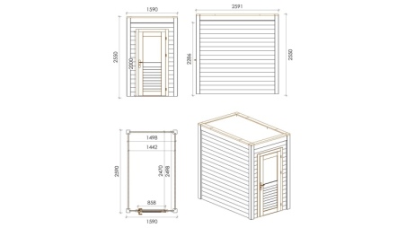 Casetta da giardino in legno Veya 1.59x2.59 m - 4.12 m2 - 28 mm - impregnata