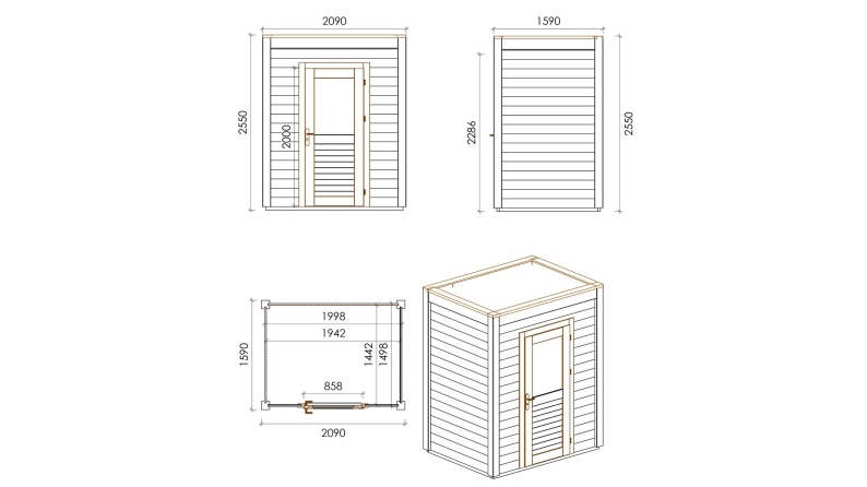 Casetta da giardino in legno Luma 2.09x1.59 m - 3.32 m2 - 28 mm - impregnata