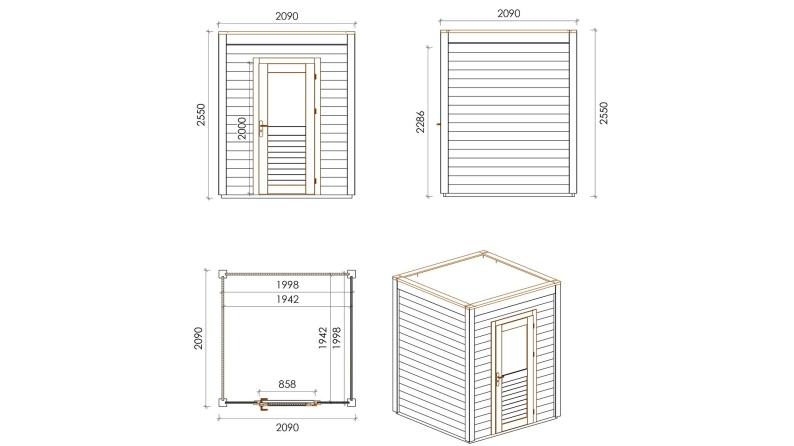 Casetta da giardino in legno Luma 2.09x2.09 m - 4.37 m2 - 28 mm - impregnata