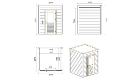 Casetta da giardino in legno Luma 2.09x2.09 m - 4.37 m2 - 28 mm - impregnata