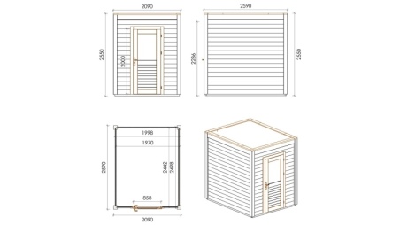Casetta da giardino in legno Luma 2.09x2.59 m - 5.41 m2 - 28 mm - impregnata