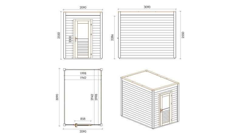 Casetta da giardino in legno Luma 2.09x3.09 m - 6.46 m2 - 28 mm - impregnata