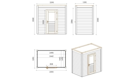 Casetta da giardino in legno Nexa 2.59x1.59 m - 4.12 m2 - 28 mm - impregnata