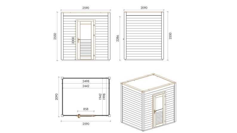 Casetta da giardino in legno Nexa 2.59x2.09 m - 5.41 m2 - 28 mm - impregnata