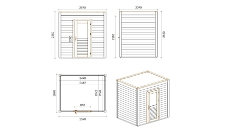 Casetta da giardino in legno Nexa 2.59x2.09 m - 5.41 m2 - 28 mm - impregnata