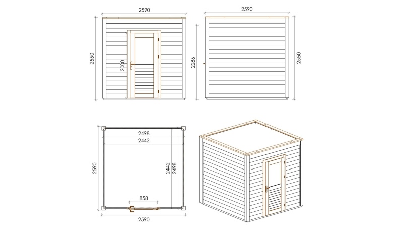 Casetta da giardino in legno Nexa 2.59x2.59 m - 6.71 m2 - 28 mm - impregnata