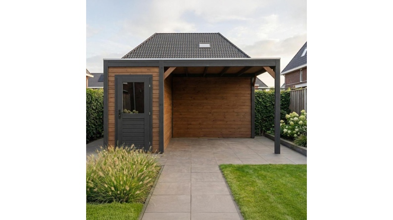 Casetta da giardino in legno Veya 5.56x3.09 m - 17.18 m2 - 28 mm - impregnata