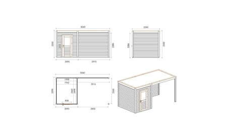 Casetta da giardino in legno Luma 5.06x2.59 m - 13.11 m2 - 28 mm - impregnata