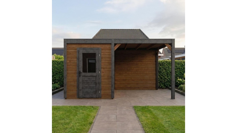 Casetta da giardino in legno Luma 4.56x3.09 m - 14.09 m2 - 28 mm - impregnata