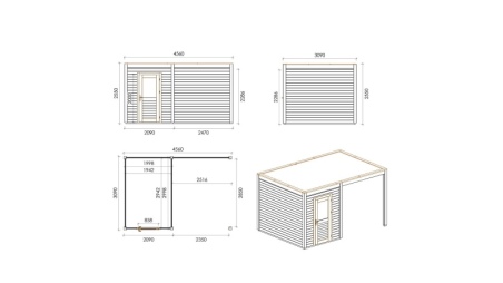 Casetta da giardino in legno Luma 4.56x3.09 m - 14.09 m2 - 28 mm - impregnata