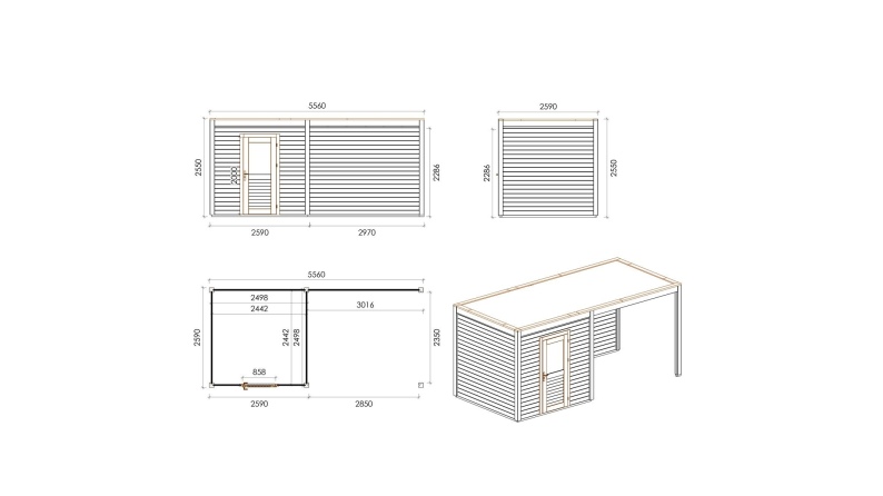 Casetta da giardino in legno Nexa 5.56x2.59 m - 14.4 m2 - 28 mm - impregnata