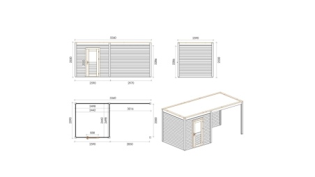 Casetta da giardino in legno Nexa 5.56x2.59 m - 14.4 m2 - 28 mm - impregnata