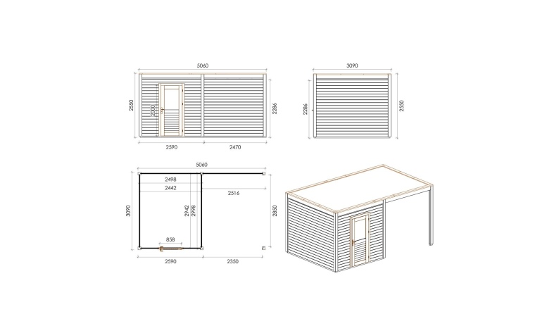 Casetta da giardino in legno Nexa 5.06x3.09 m - 15.64 m2 - 28 mm - impregnata