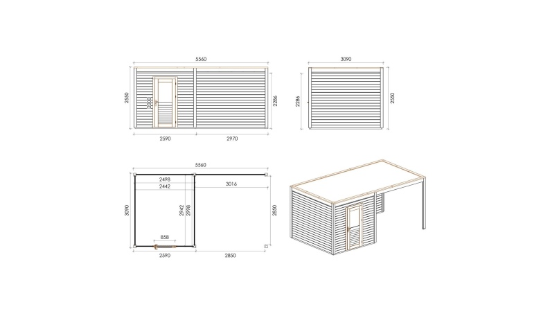 Casetta da giardino in legno Nexa 5.56x3.09 m - 17.18 m2 - 28 mm - impregnata