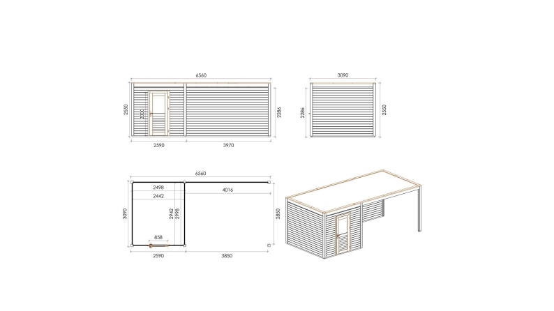 Casetta da giardino in legno Nexa 6.56x3.09 m - 20.27 m2 - 28 mm - impregnata