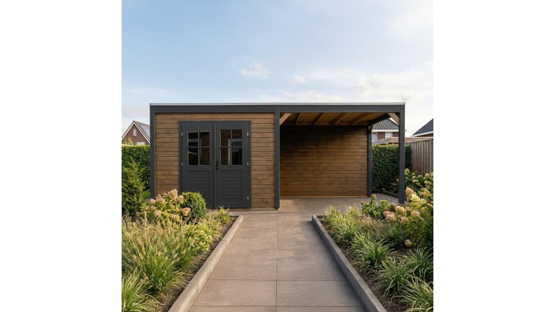 Casetta da giardino in legno Sora 6.06x2.59 m - 15.7 m2 - 28 mm - impregnata