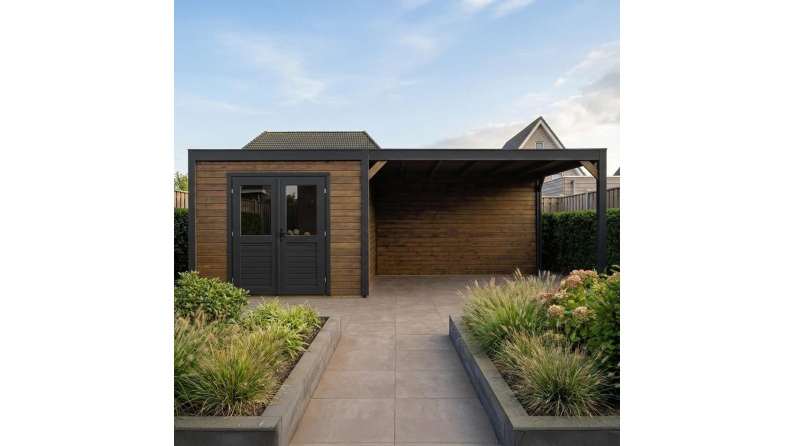 Casetta da giardino in legno Sora 7.06x3.09 m - 21.82 m2 - 28 mm - impregnata