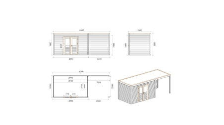 Casetta da giardino in legno Nova 6.56x2.59 m - 16.99 m2 - 28 mm - impregnata
