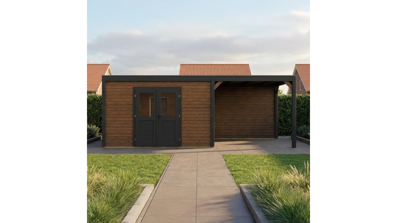 Casetta da giardino in legno Nova 7.06x2.59 m - 18.29 m2 - 28 mm - impregnata