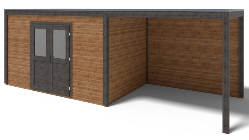 Casetta da giardino in legno Nova 7.06x2.59 m - 18.29 m2 - 28 mm - impregnata