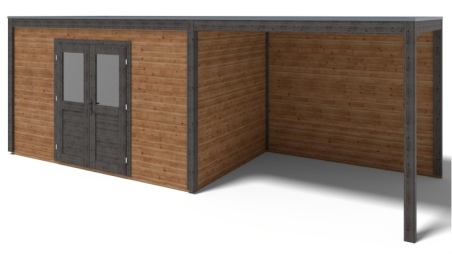 Casetta da giardino in legno Nova 7.06x2.59 m - 18.29 m2 - 28 mm - impregnata