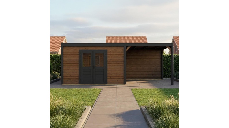 Casetta da giardino in legno Nova 7.06x3.09 m - 21.82 m2 - 28 mm - impregnata