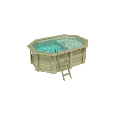 Piscina in legno NEMO 4.3 x 3 – H.1.31 m con spiaggia, sabbia, con supporti da cementare