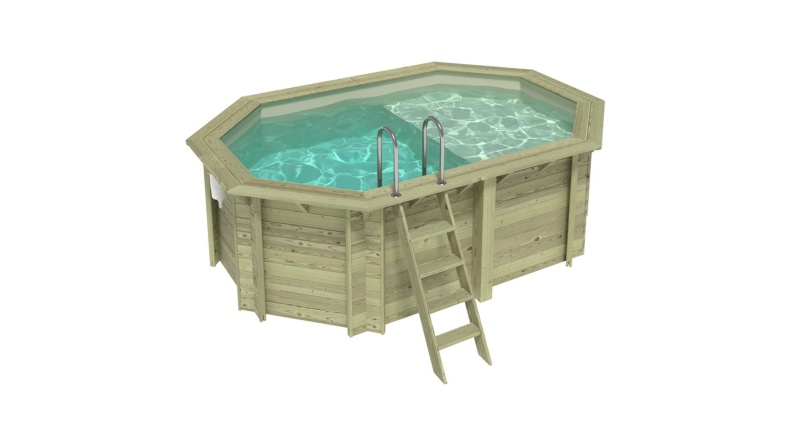 Piscina in legno NEMO 4.3 x 3 – H.1.31 m con spiaggia, sabbia, con supporti da cementare
