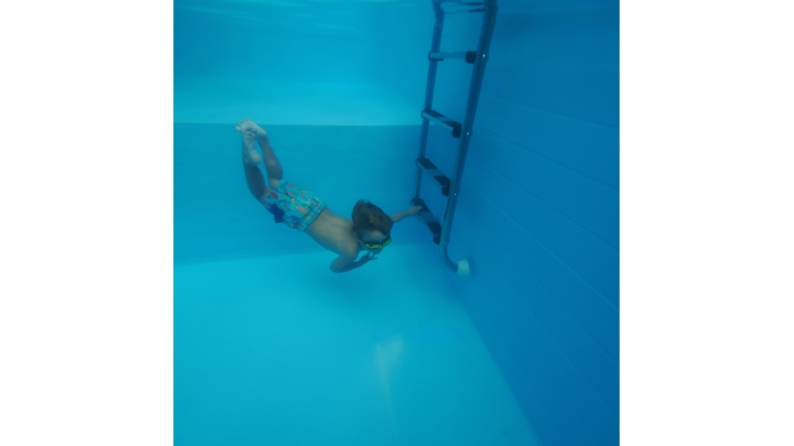 Piscina in legno NEMO 5.79 x 3.49 – H.1.45 m con spiaggia, sabbia, Su telaio - senza cementazione