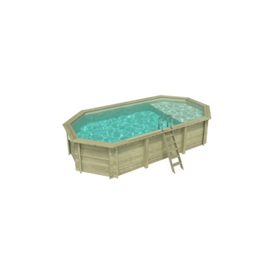Piscina in legno NEMO 7.3 x 3.97 – H.1.45 m con spiaggia, sabbia, con supporti da cementare
