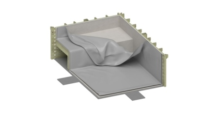 Piscina in legno NEMO 7.3 x 3.97 – H.1.45 m con spiaggia, grigio, Su telaio - senza cementazione