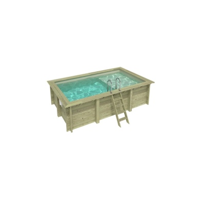 Piscina in legno AQUA 4.65 x 2.85 – H.1.24 m con spiaggia, sabbia, Su telaio - senza cementazione