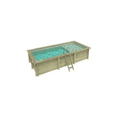Piscina in legno AQUA 6.1 x 2.85 – H.1.31 m con spiaggia, sabbia, con supporti da cementare