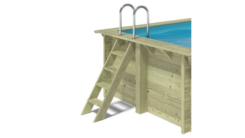 Piscina in legno AQUA 6.1 x 2.85 – H.1.31 m con spiaggia, sabbia, Su telaio - senza cementazione