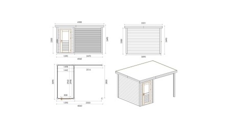 Casetta da giardino in legno Mira 4.06x3.09 m - 12.54 m2 - 28 mm - impregnata