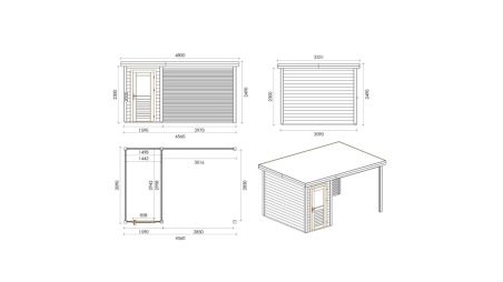 Casetta da giardino in legno Mira 4.56x3.09 m - 14.09 m2 - 28 mm - impregnata