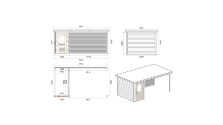Casetta da giardino in legno Mira 5.56x3.09 m - 17.18 m2 - 28 mm - impregnata