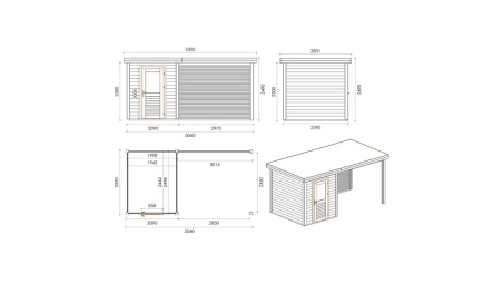 Casetta da giardino in legno Vala 5.06x2.59 m - 13.1 m2 - 28 mm - impregnata