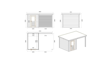 Casetta da giardino in legno Vala 4.56x3.09 m - 14.09 m2 - 28 mm - impregnata