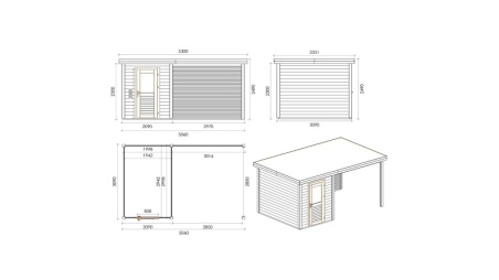 Casetta da giardino in legno Vala 5.06x3.09 m - 15.63 m2 - 28 mm - impregnata