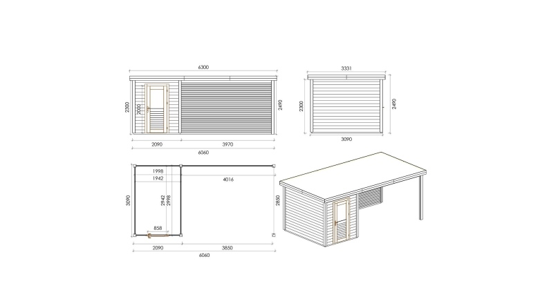 Casetta da giardino in legno Vala 6.06x3.09 m - 18.72 m2 - 28 mm - impregnata