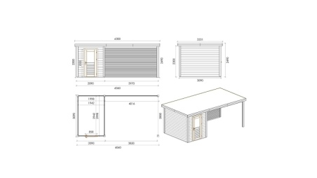 Casetta da giardino in legno Vala 6.06x3.09 m - 18.72 m2 - 28 mm - impregnata