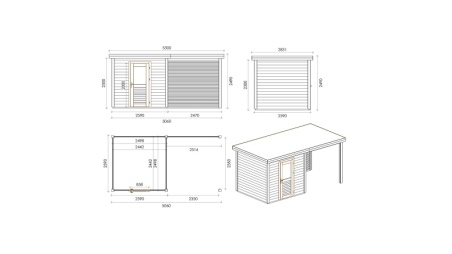 Casetta da giardino in legno Rava 5.06x2.59 m - 13.1 m2 - 28 mm - impregnata