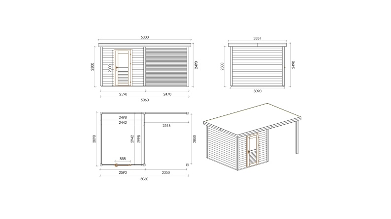 Casetta da giardino in legno Rava 5.06x3.09 m - 15.63 m2 - 28 mm - impregnata