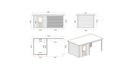 Casetta da giardino in legno Rava 5.56x3.09 m - 17.18 m2 - 28 mm - impregnata